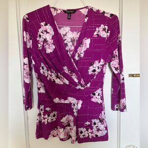 Fuchsia wrap blouse by Ellen Tracy, M